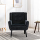 Soft Velvet Accent Chair With Black Legs, Black