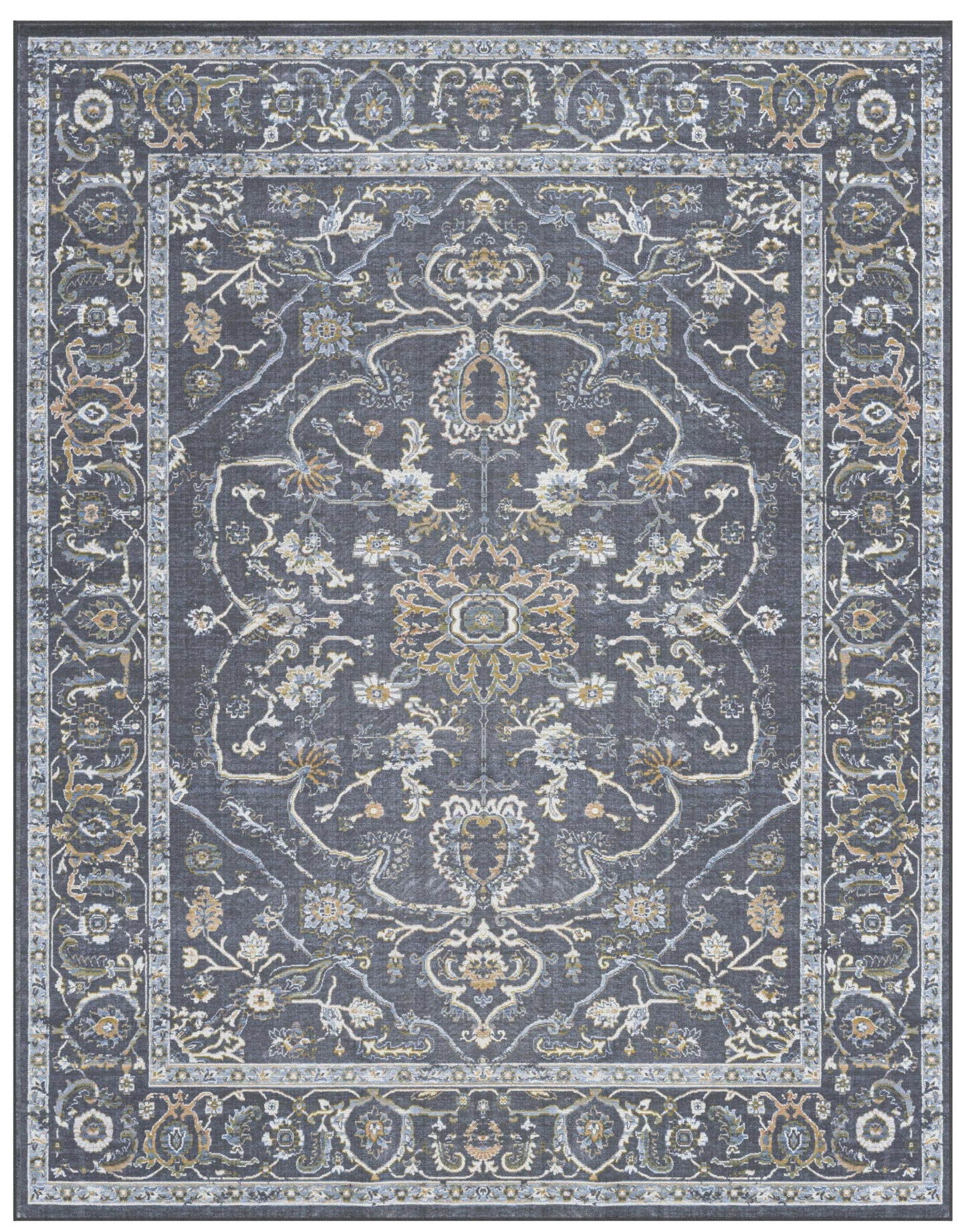 Damara Blue, Gray, and Multi-color Viscose Area Rug