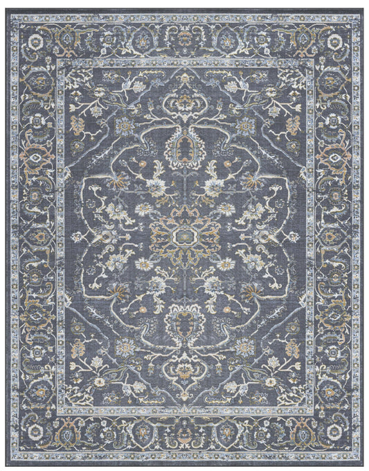 Damara Blue, Gray, and Multi-color Viscose Area Rug