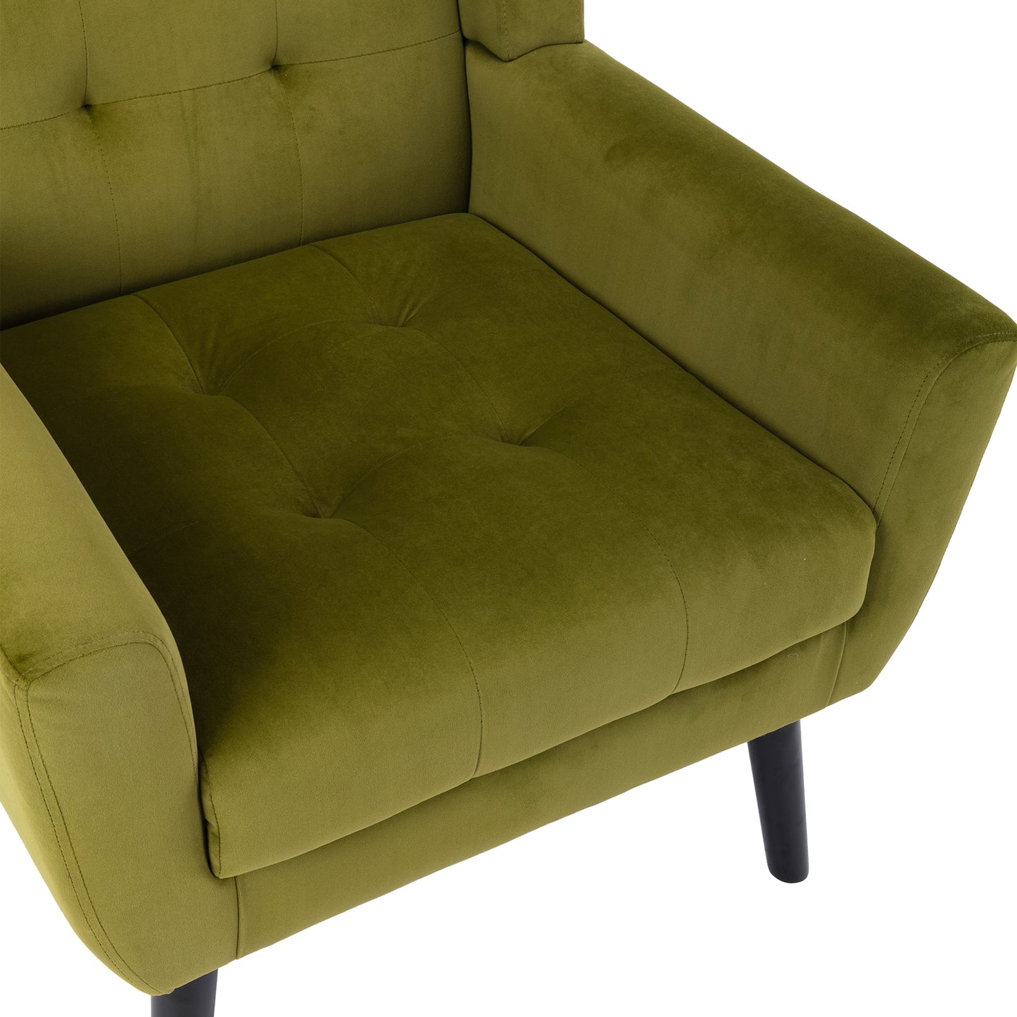 Soft Velvet Accent Chair With Black Legs, Green