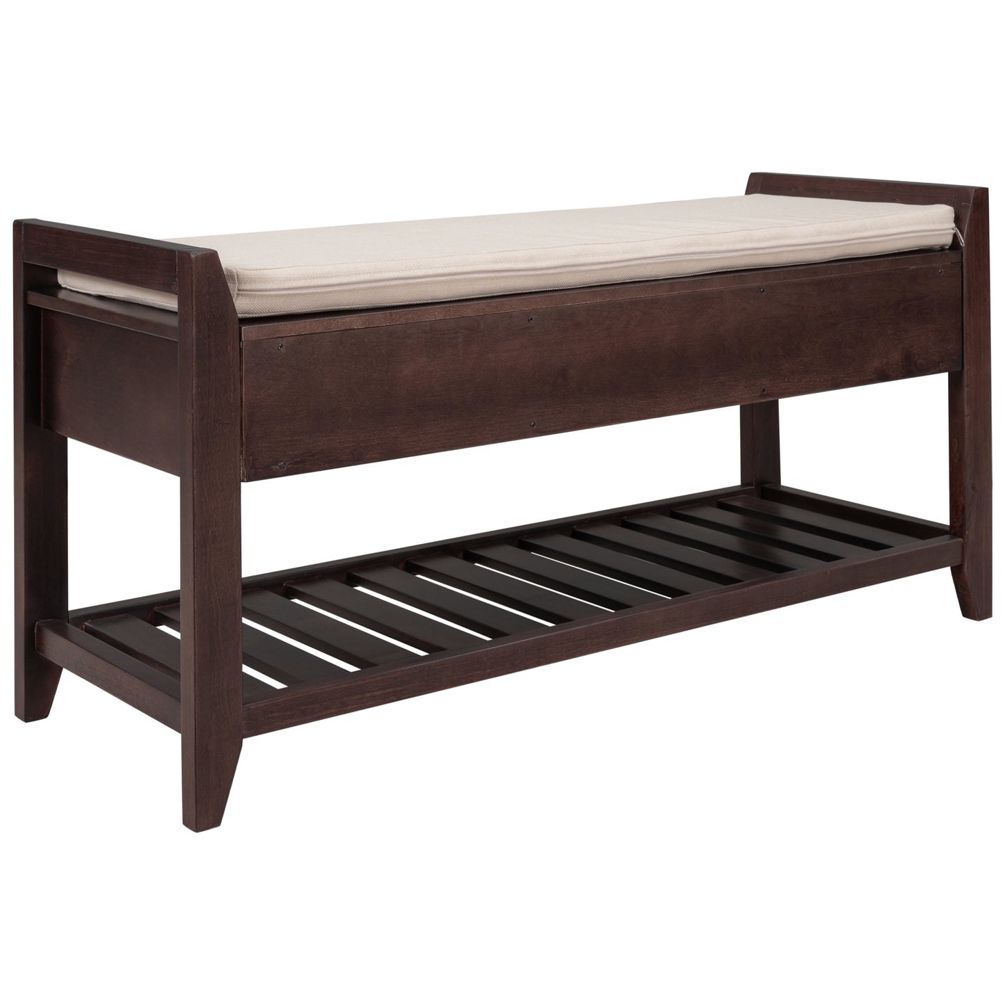 Shoe Rack Storage Bench with Cushioned Seat & Drawers, Espresso