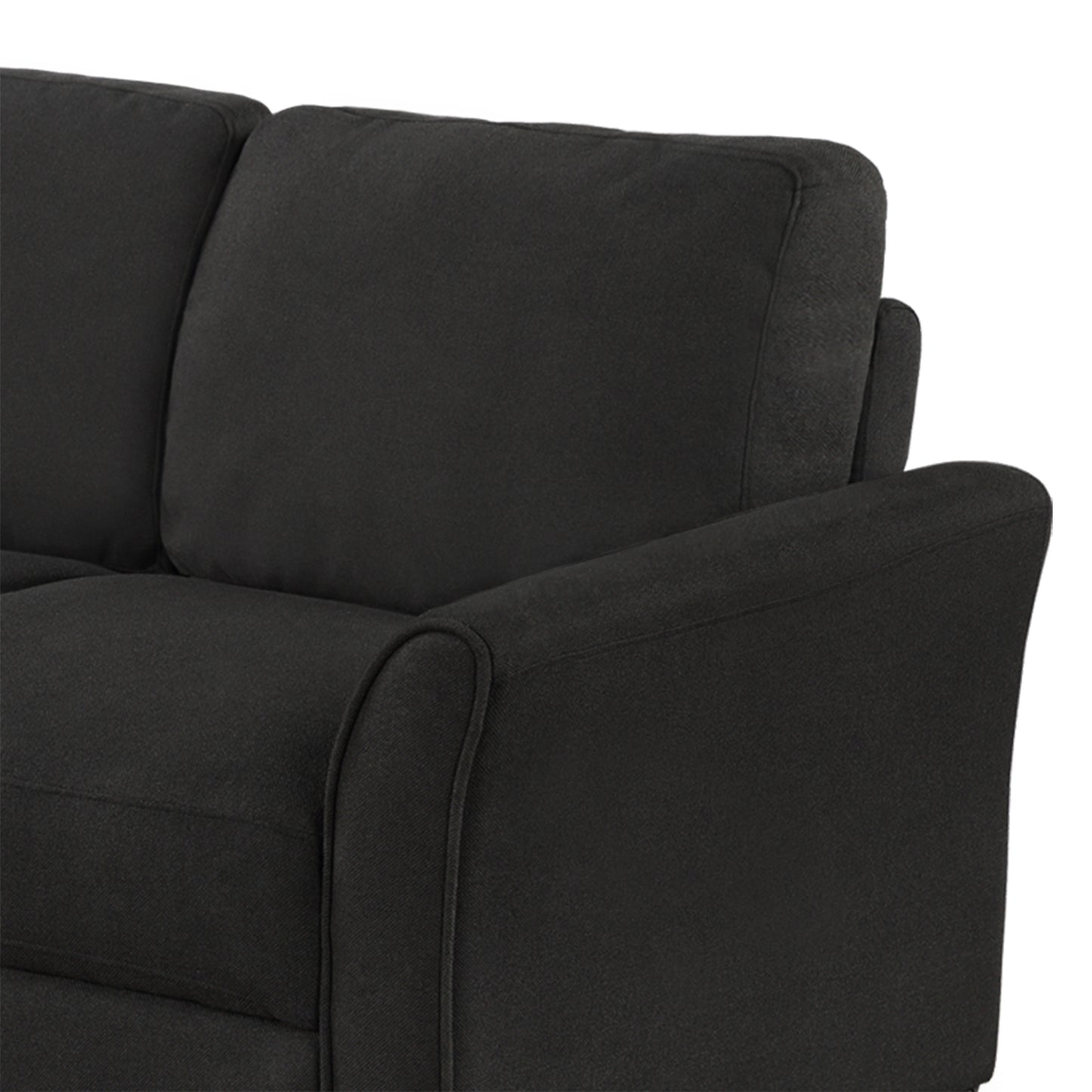 Linen Fabric 3-Seat Sofa, Black