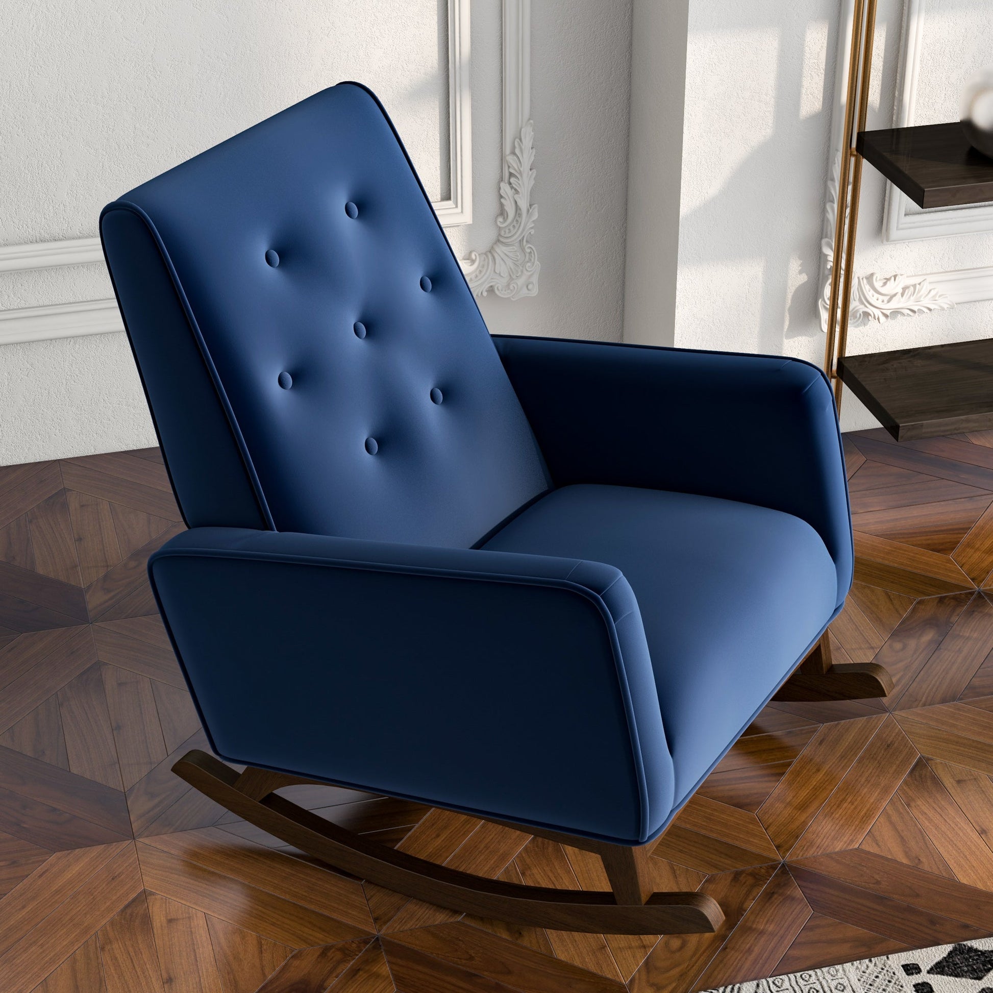 Devon Velvet Rocking Chair |  Dark Blue