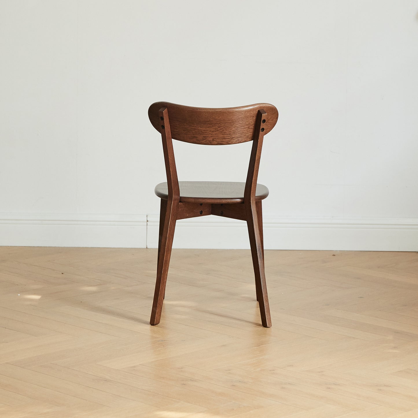 Simple Solid Oak Chair, Dark Walnut