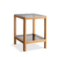 Solid Oak End Table with Tempered Glass, Light Oak