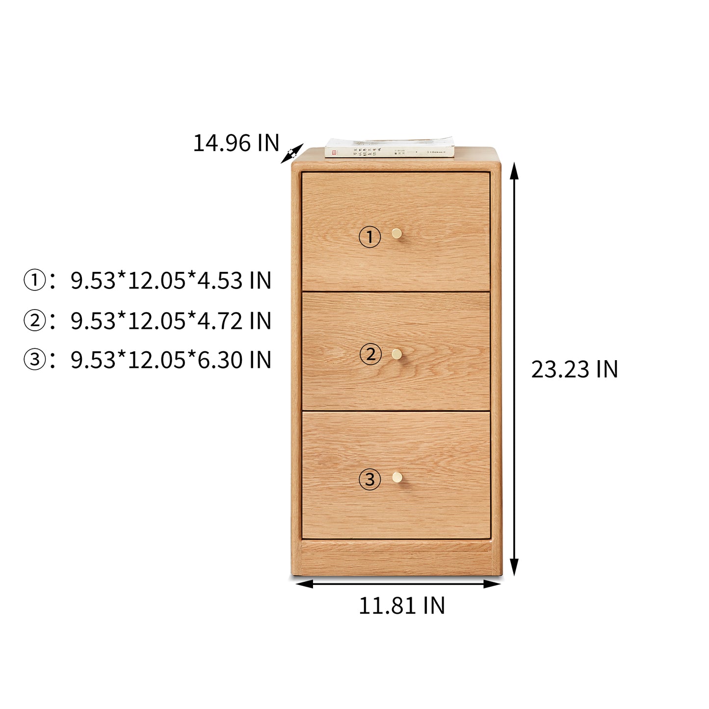 Solid Wood 23" Tall Storage Cabinet, Oak