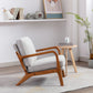 Wood Frame Accent Armchair With Fabric Cushion, Oyster Grey