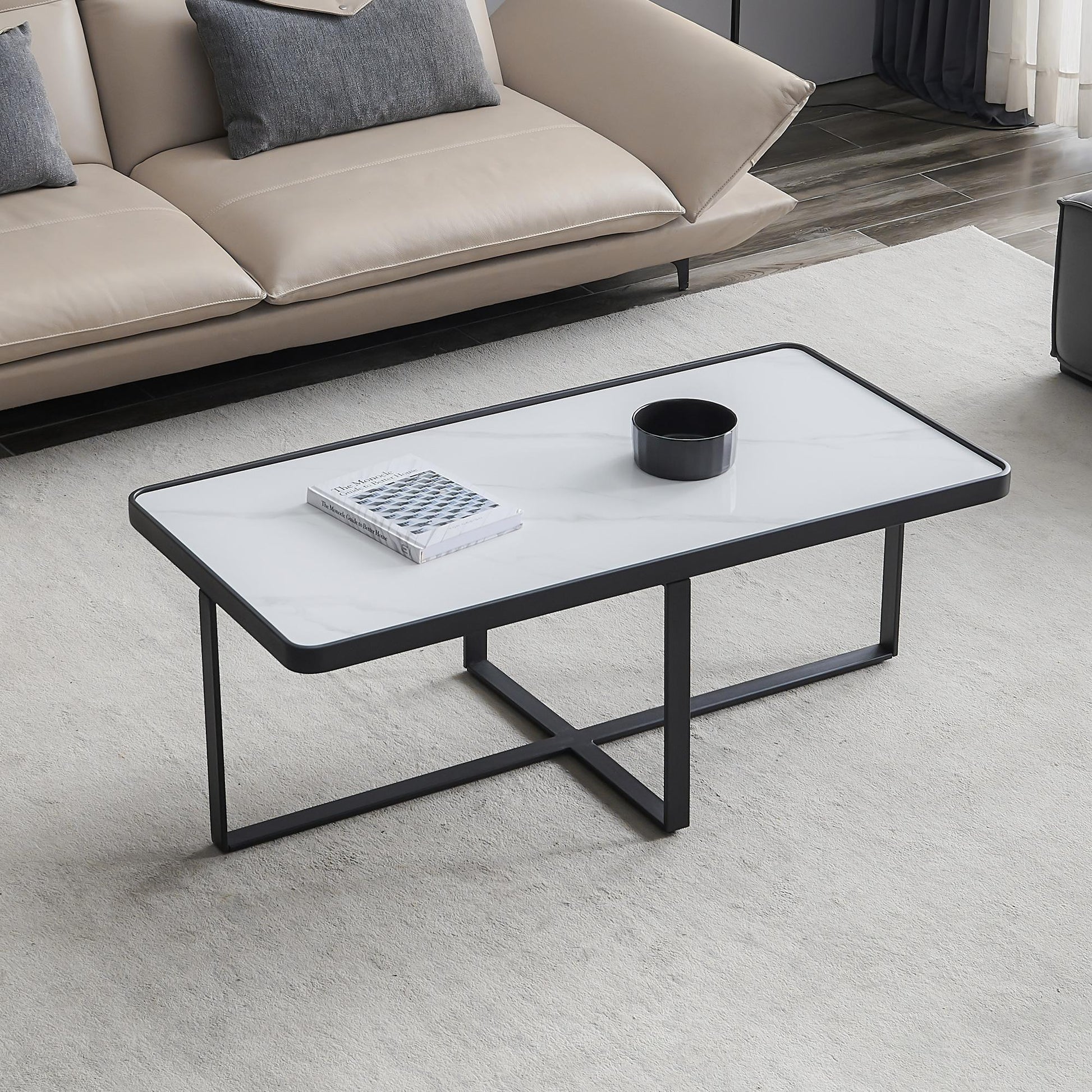 Minimalism Rectangle Coffee Table With Sintered Stone Top-1