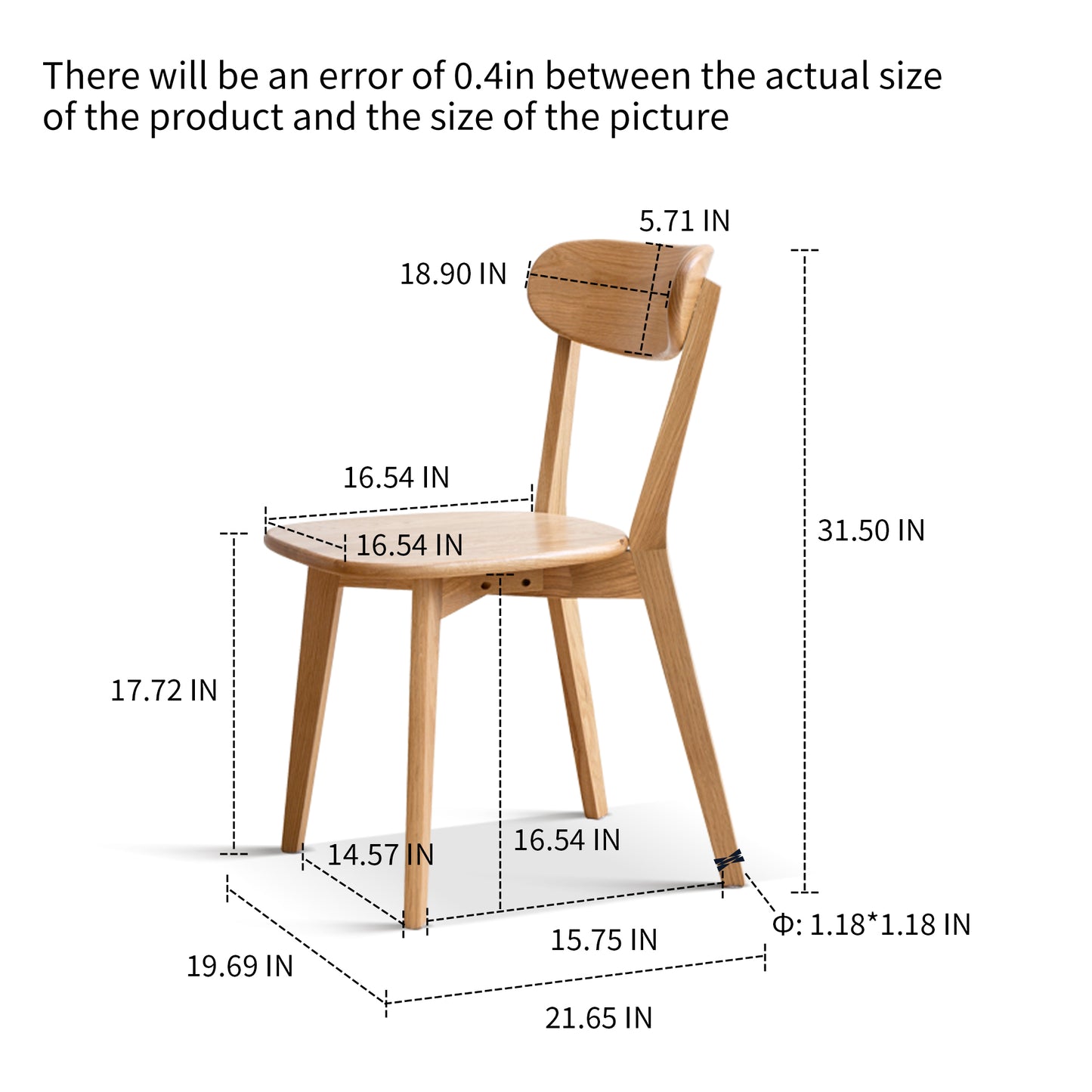 Simple Wooden Dining Chairs (Set of 4), Oak