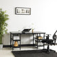 Wooden Top Extra Wide 60" Metal Frame Desk with 4 Shelves, Black