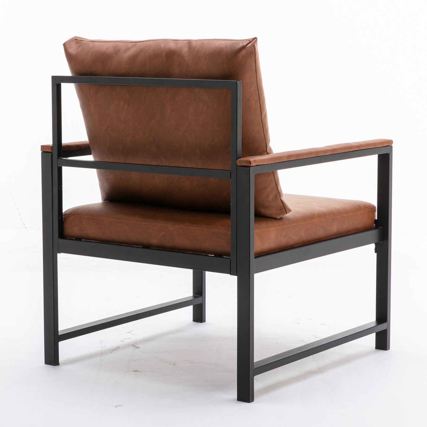 Modern Pu Accent Chair with Black Metal Frame, Orange