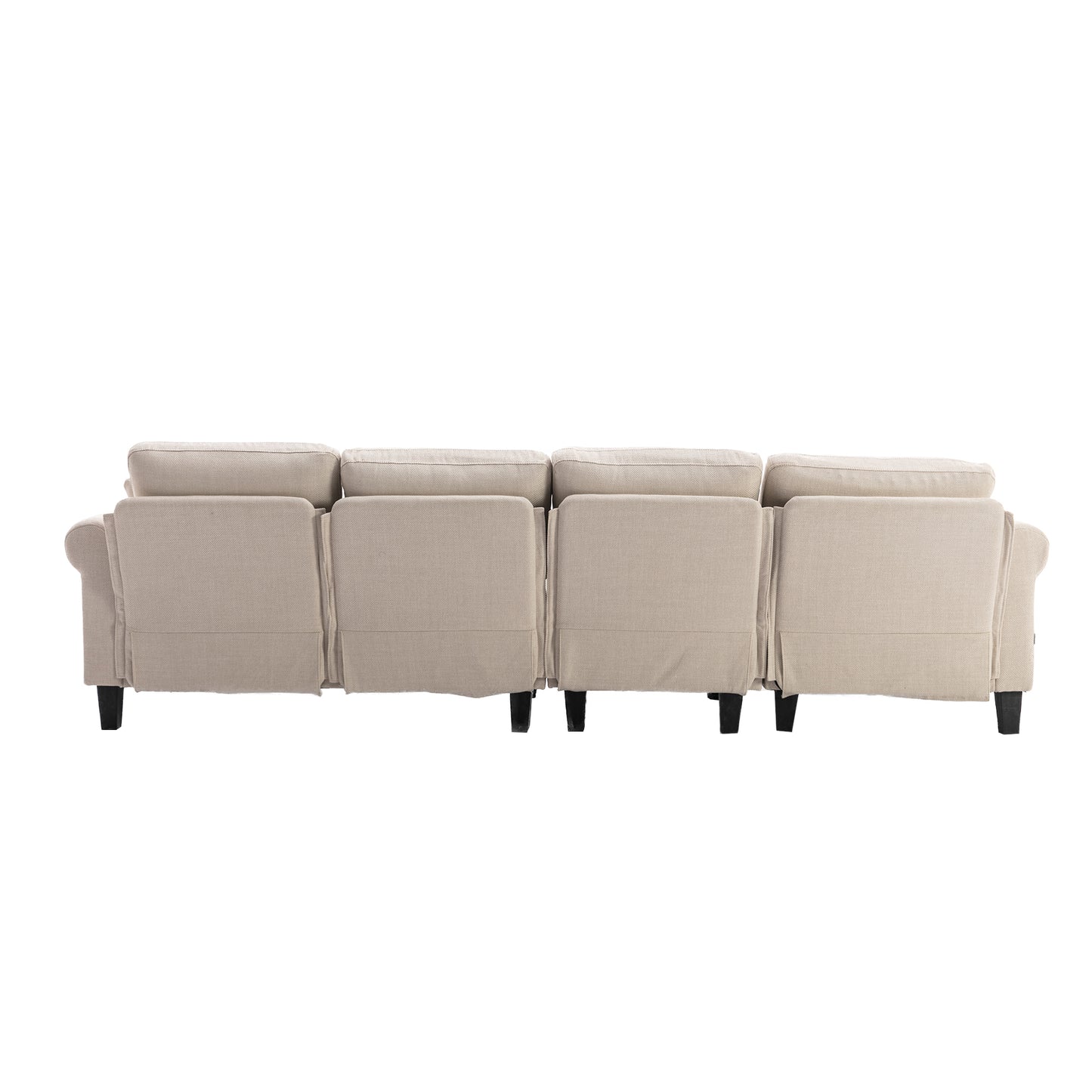 Linen Upholstered Sectional Sofa and Ottoman, Beige