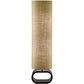 Cylinder Shape Medium Brown Burlap Floor Lamp with Bent Wood Base