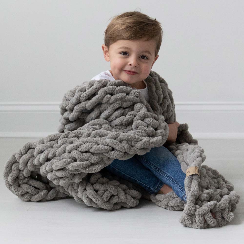 INFINITE CHUNKY KNIT BLANKET | MINKY | LITTLE - MIST-0