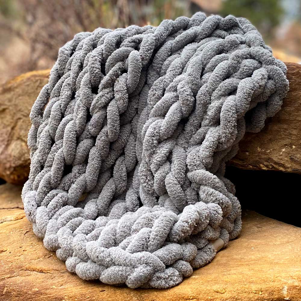 INFINITE CHUNKY KNIT BLANKET | MINKY | CUDDLE - MIST-1