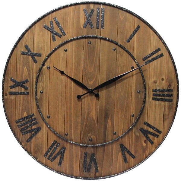 Wine Barrel Farmhouse 21" Wall Clock, Brown