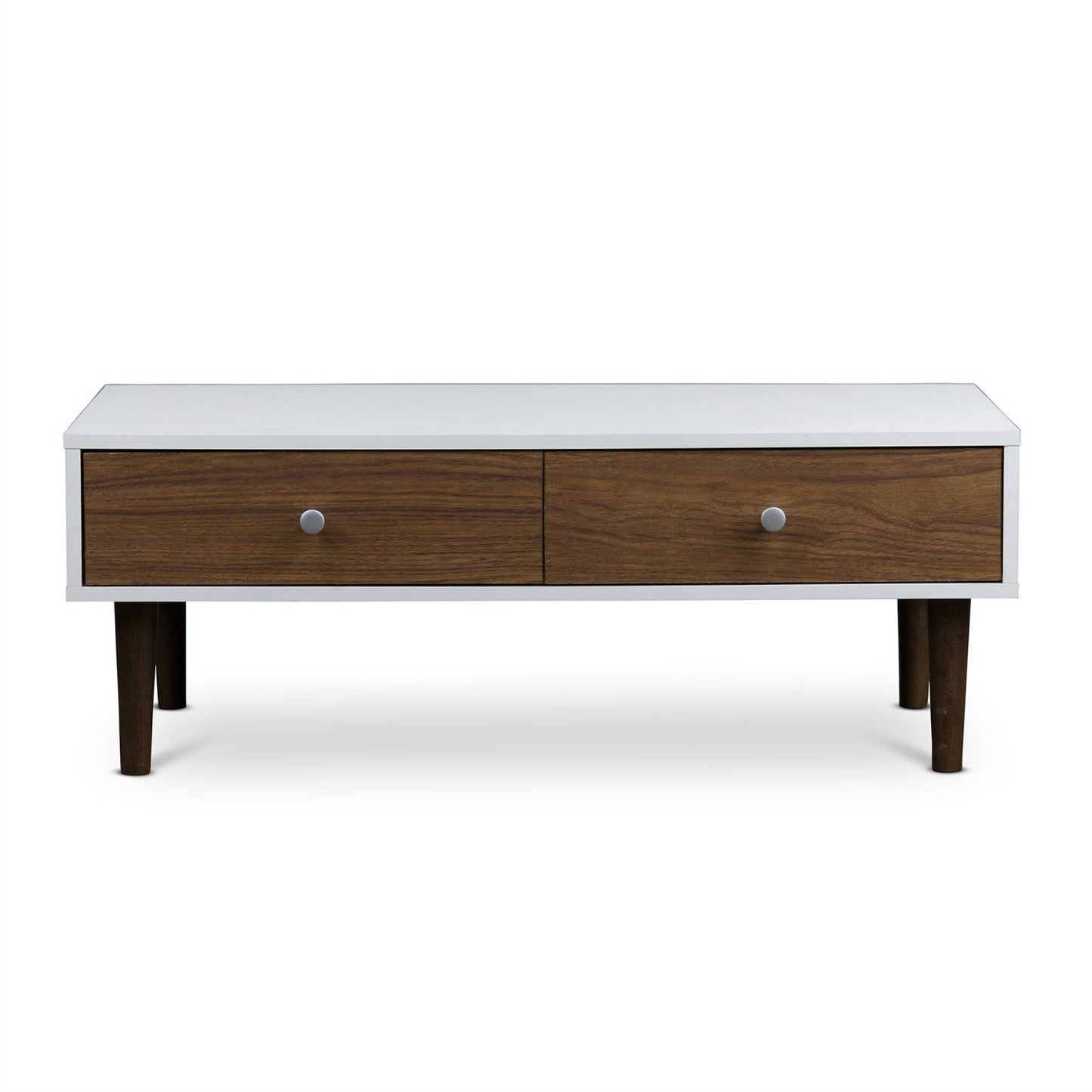 Two Tone White Wood Coffee Table with 2 Drawers