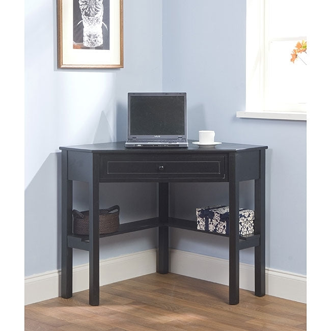 Corner Computer Desk, Black Wood