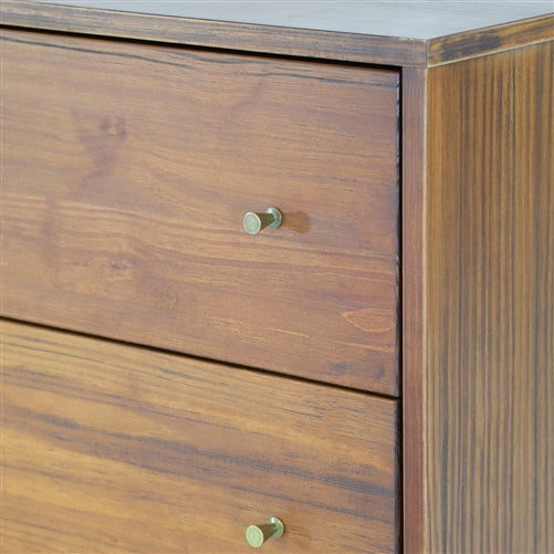 Rustic Walnut Mid Century 5 Drawer Chest