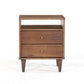 Rustic Walnut Mid Century 2 Drawer Nightstand