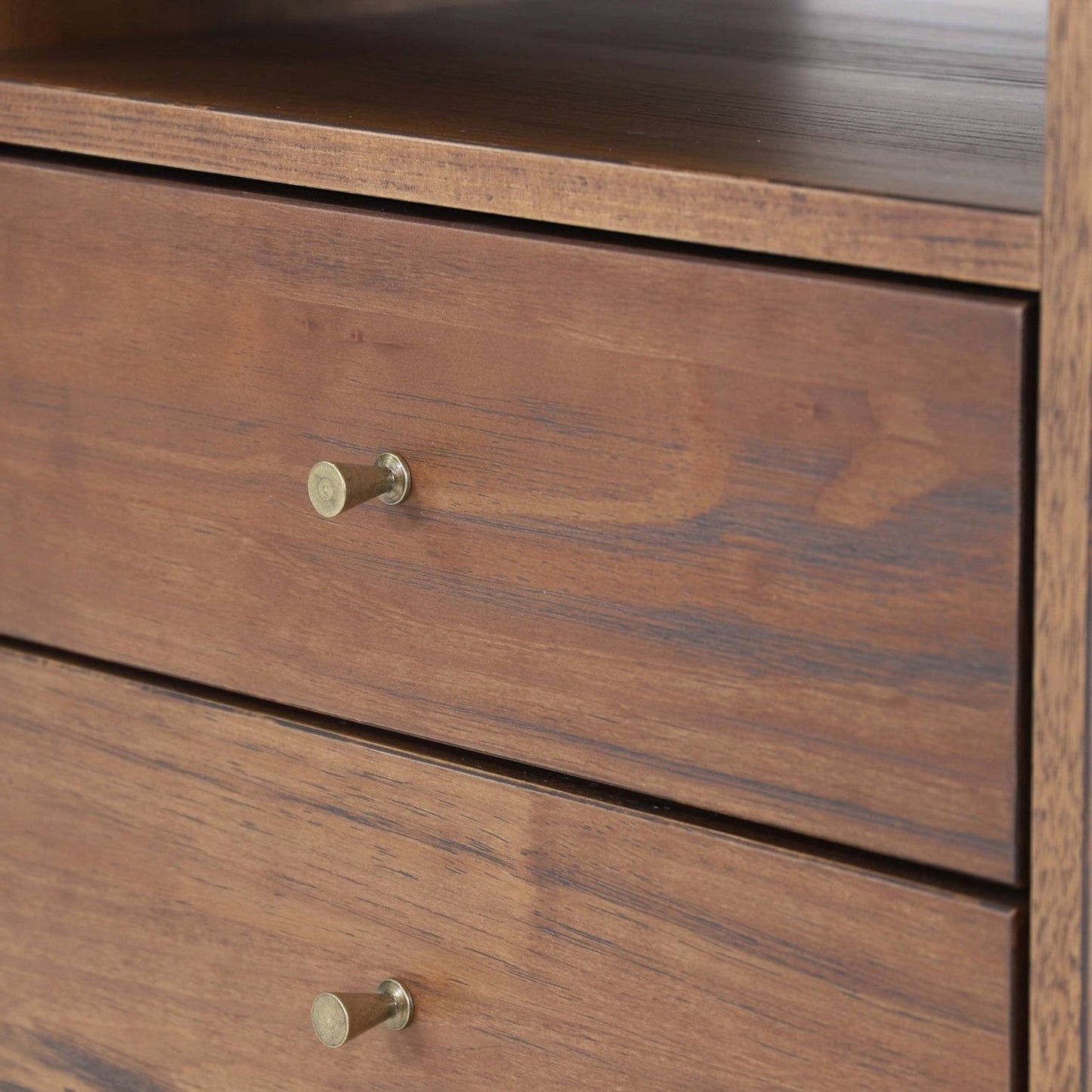 Rustic Walnut Mid Century 2 Drawer Nightstand