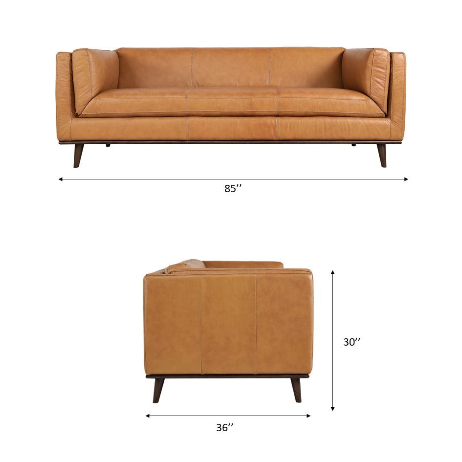 Brooklyn Tan Leather Sofa Couch