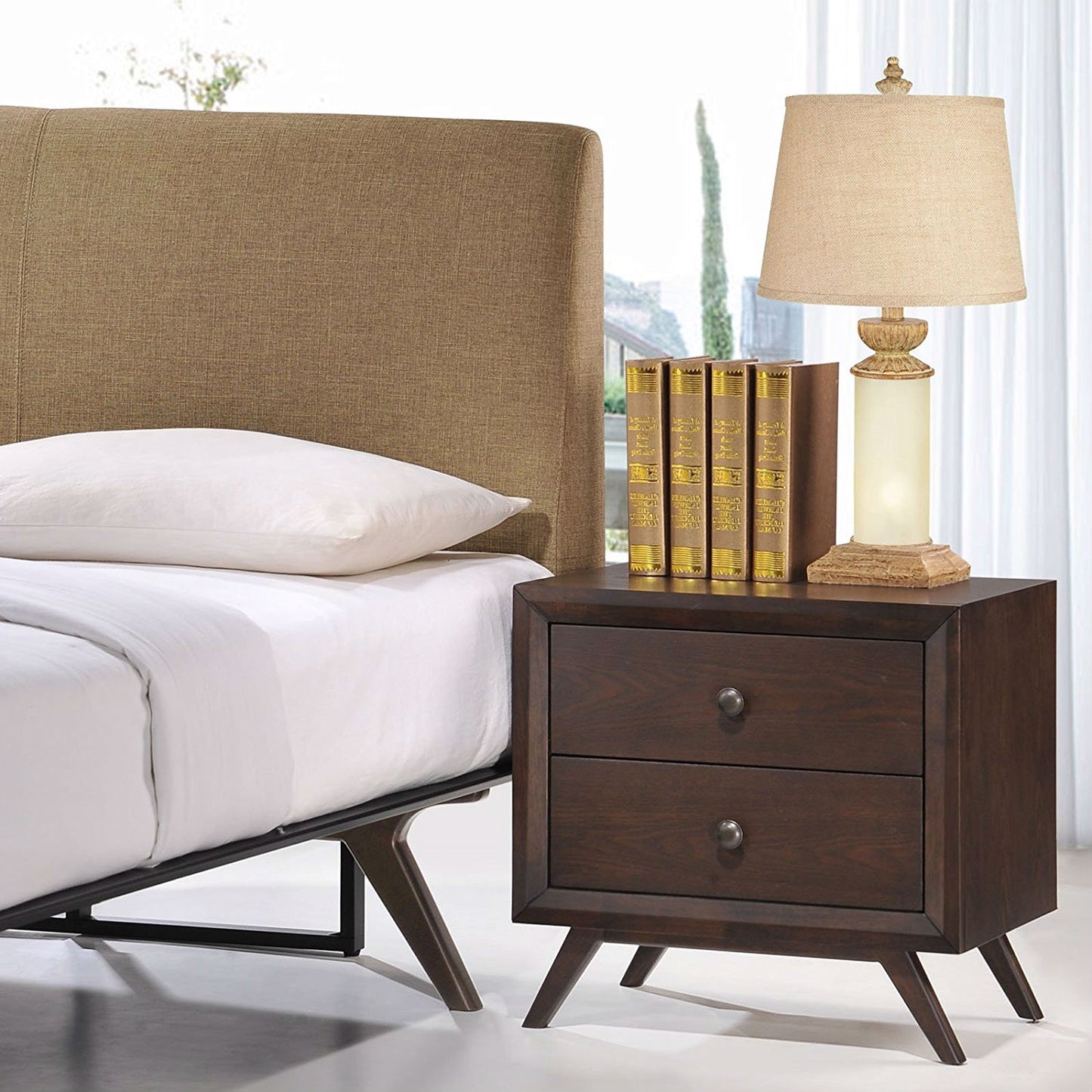 Modern Wooded End Table, Cappuccino