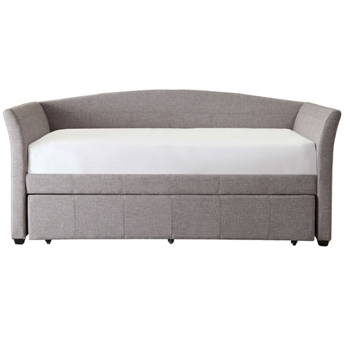 Upholstered Twin Size Daybed with Roll-out Trundle Guest Bed, Grey