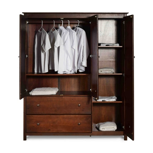 Cherry Wood Finish Bedroom Wardrobe Closet