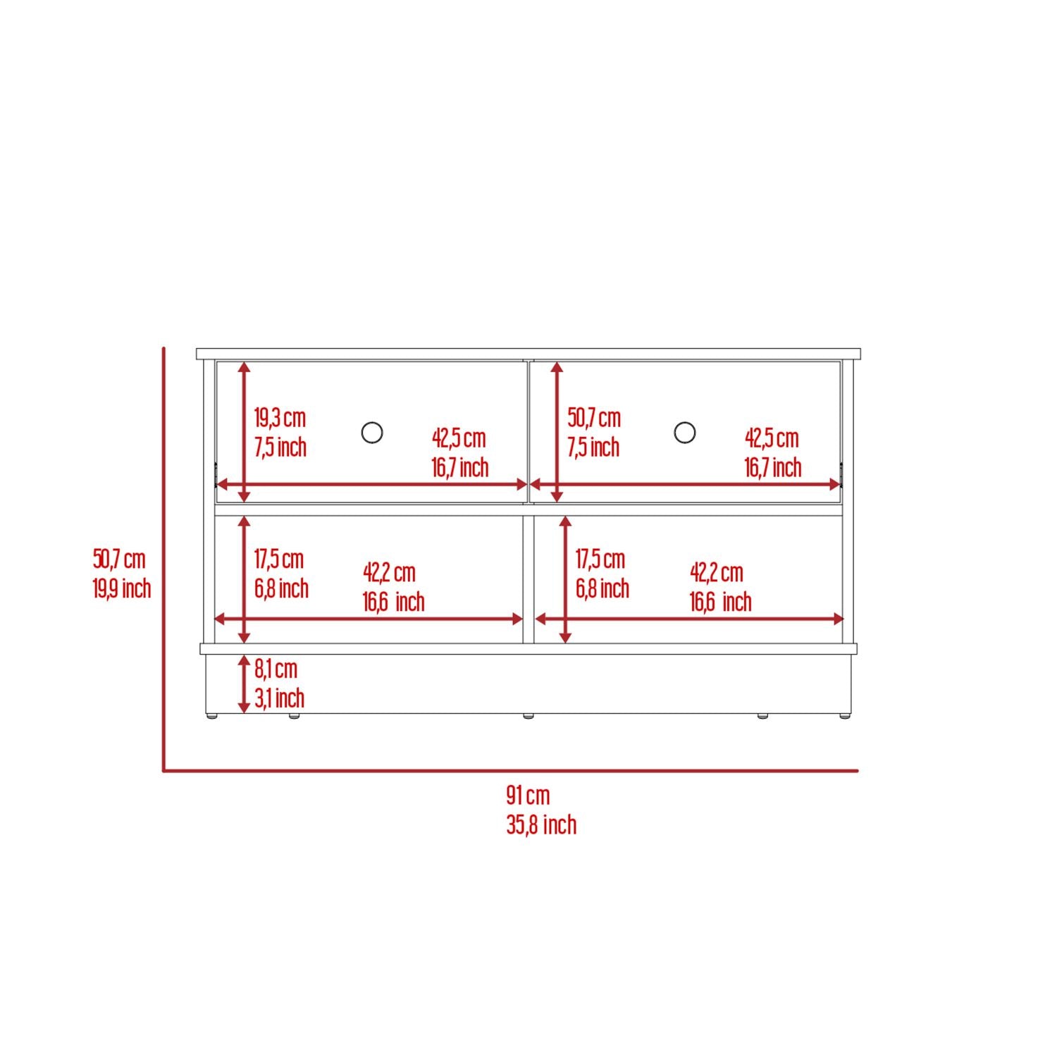 Storage Bench Beji, Lower Shelf, Two Drawers, Black Wengue Finish-8