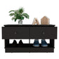 Storage Bench Beji, Lower Shelf, Two Drawers, Black Wengue Finish-3