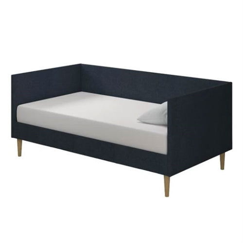 Twin Mid-Century Modern Linen Upholstered Daybed, Dark Blue