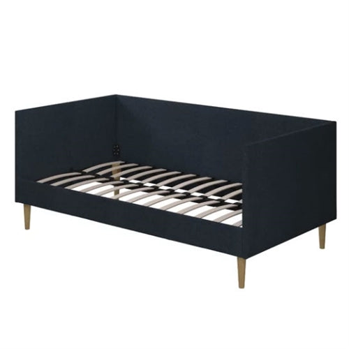 Twin Mid-Century Modern Linen Upholstered Daybed, Dark Blue