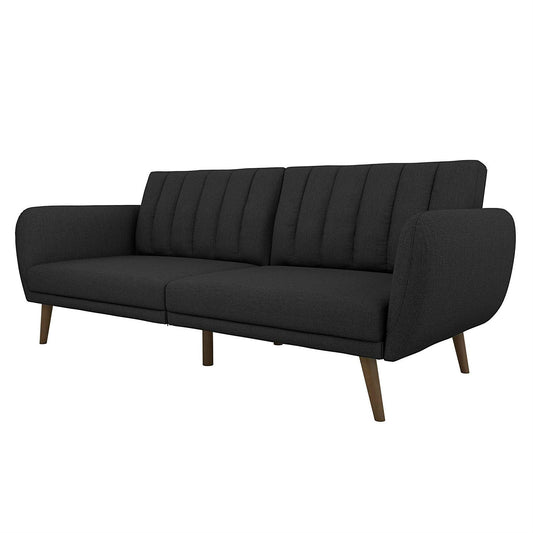 Mid-Century Linen Sofa Bed - Dark Grey