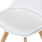 White Shell Dining Chair Upholstered Padded Seat w/ Beechwood Legs (Set of 4)