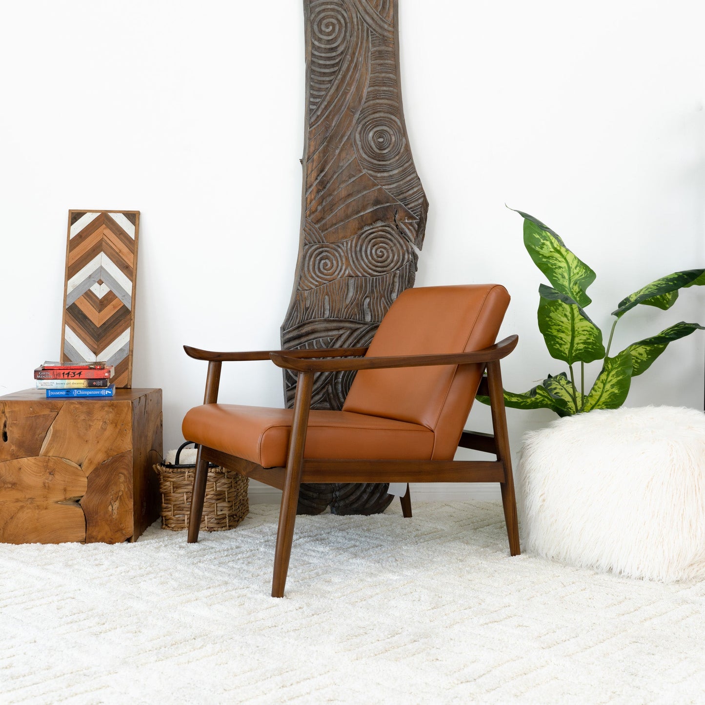 Maggie Leather Lounge Chair | Dark Tan