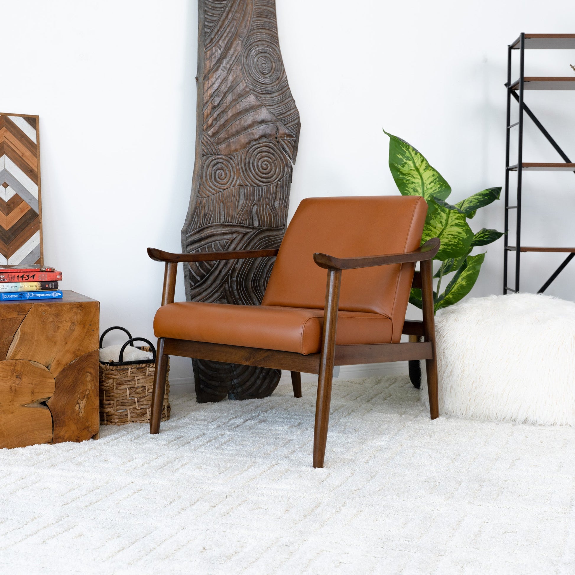 Maggie Leather Lounge Chair | Dark Tan