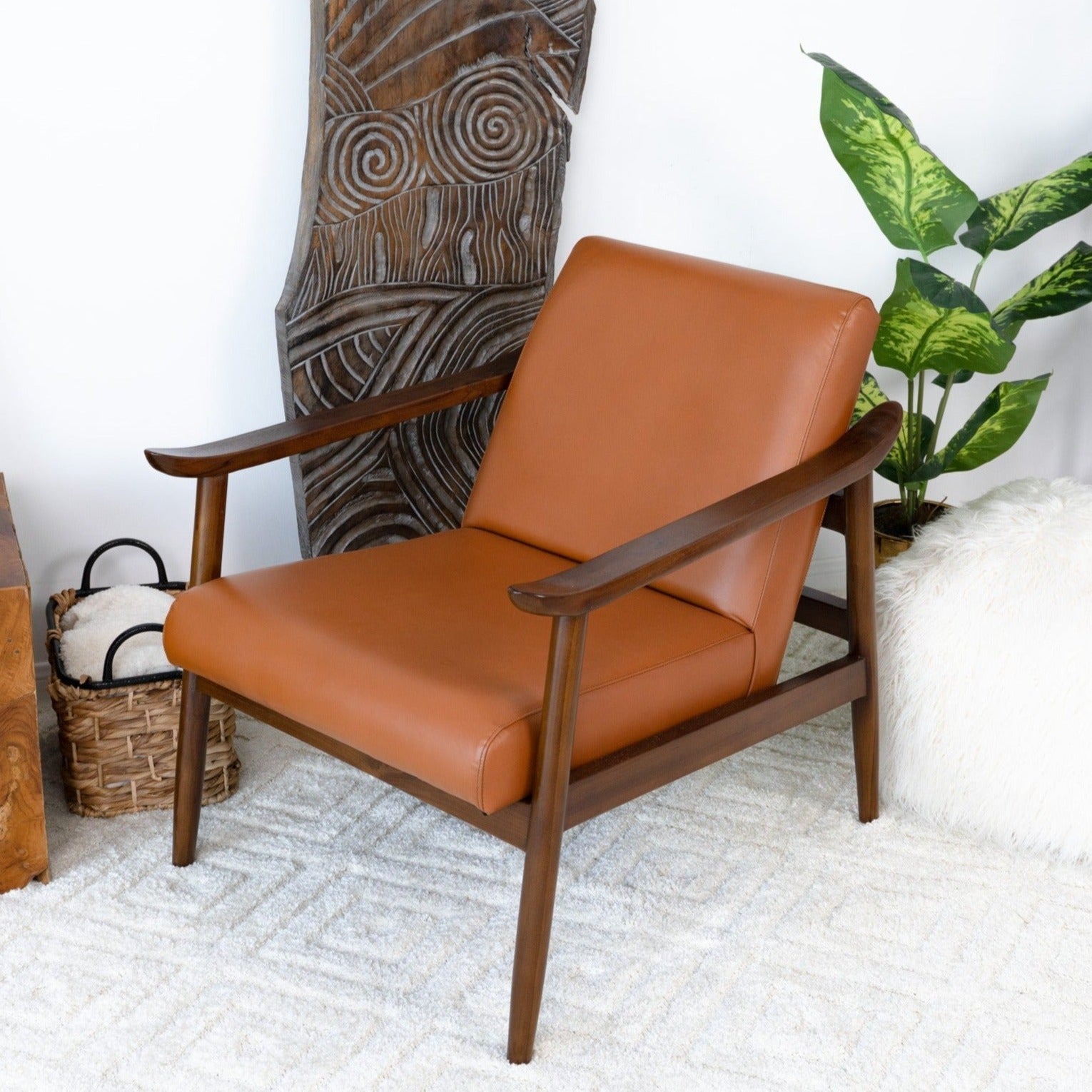 Maggie Leather Lounge Chair | Dark Tan