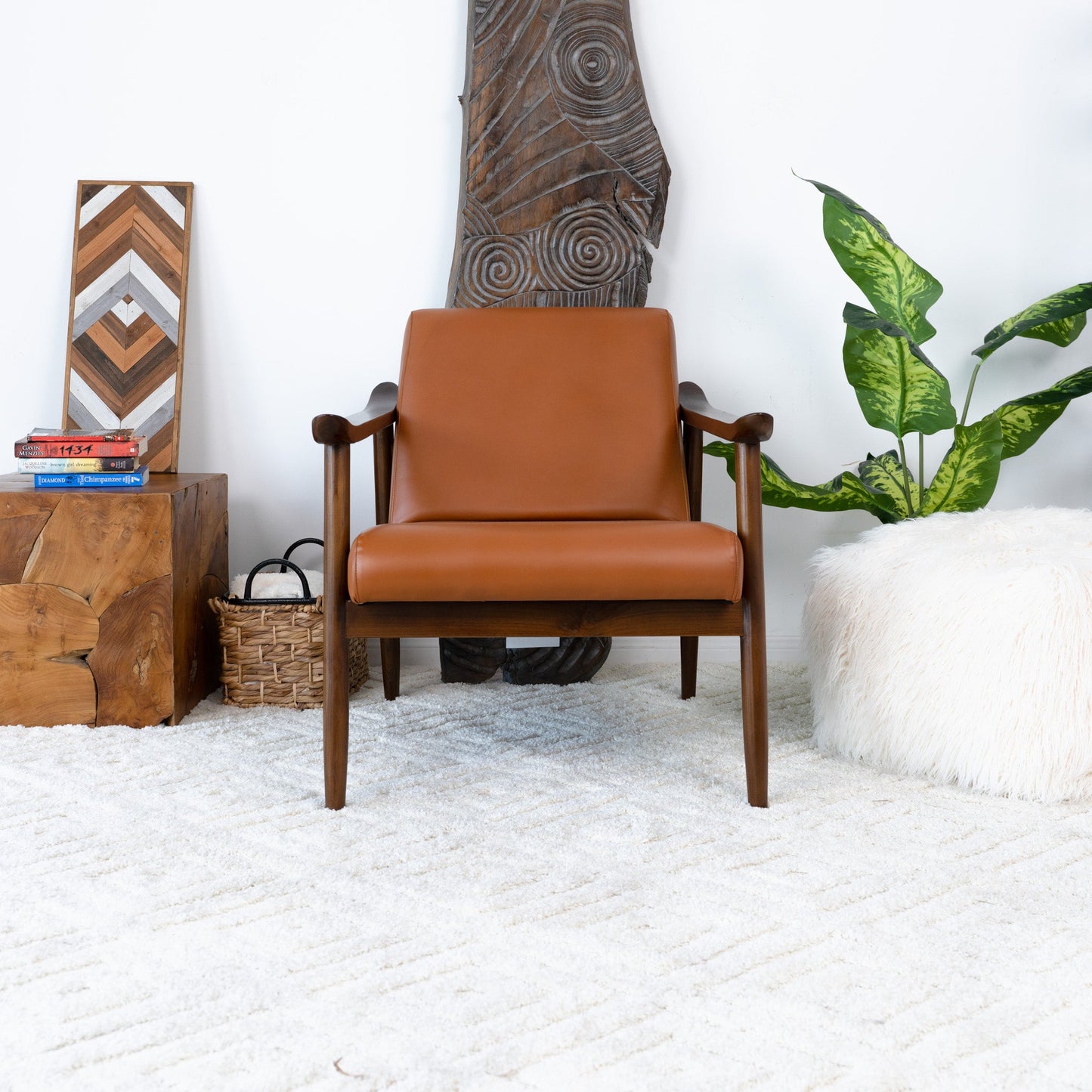 Maggie Leather Lounge Chair | Dark Tan