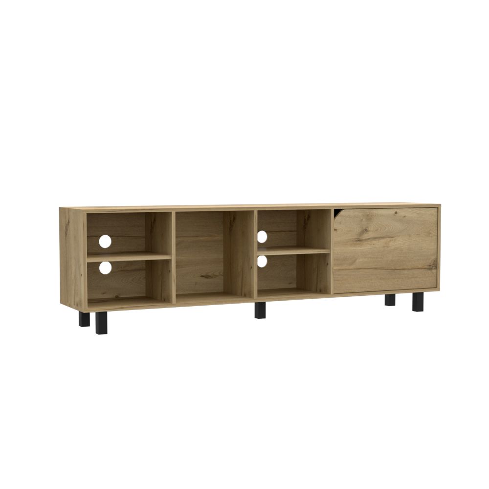 Estocolmo TV Stand for TV´s up 70", Four Open Shelves, Five Legs, Light Oak Finish-5