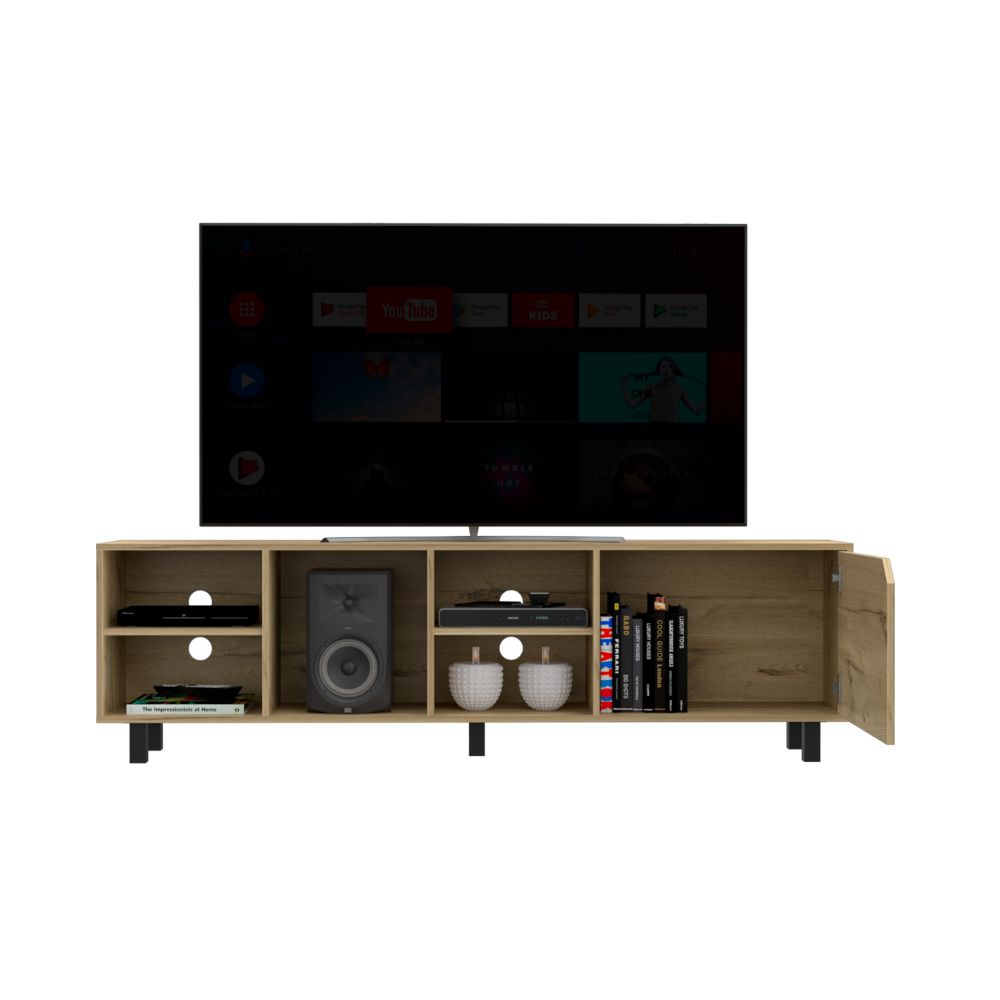 Estocolmo TV Stand for TV´s up 70", Four Open Shelves, Five Legs, Light Oak Finish-2