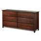 Cherry Wood Finish Solid Pine 6 Drawer Dresser