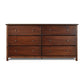 Farmhouse Solid Pine Wood 6 Drawer Dresser in Cherry Finish