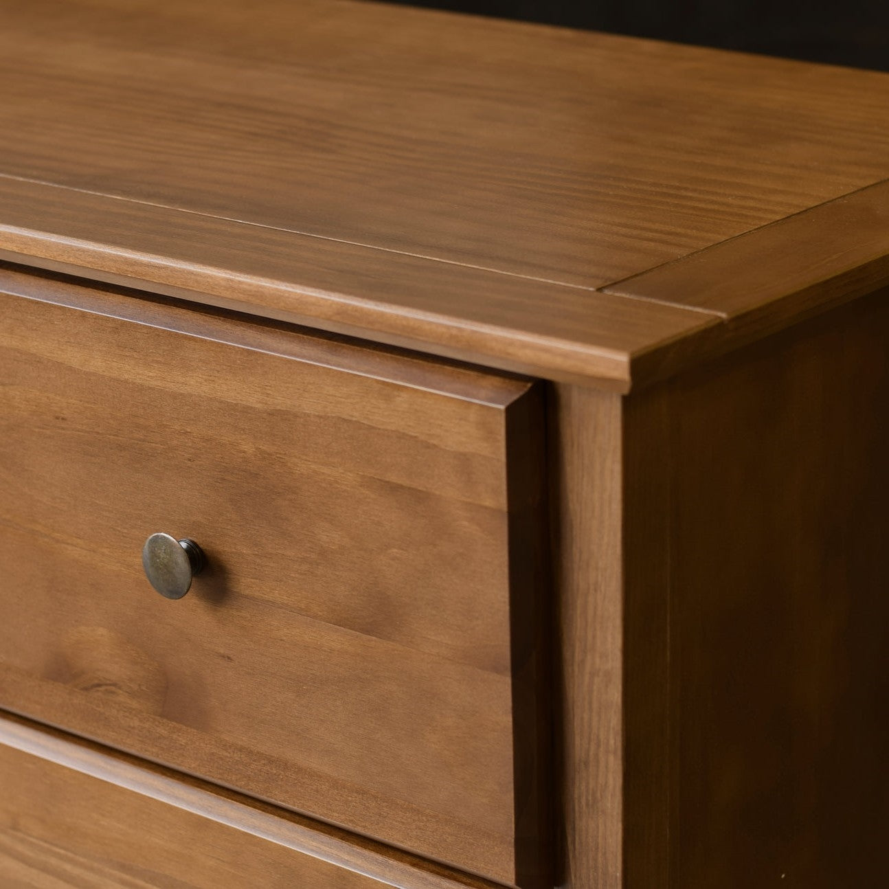 Solid Pine Wood 6 Drawer Dresser in Walnut Finish