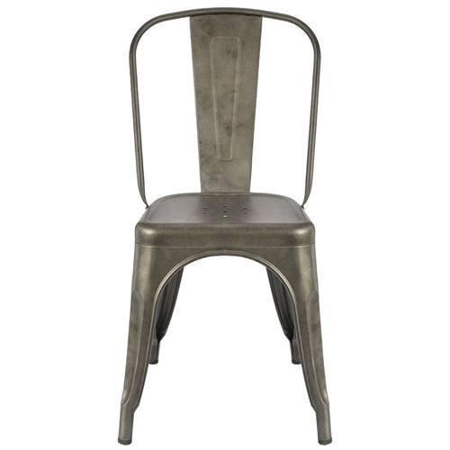 Stackable Modern Bistro Dining Side Chairs (Set of 4), Gun Metal Finish