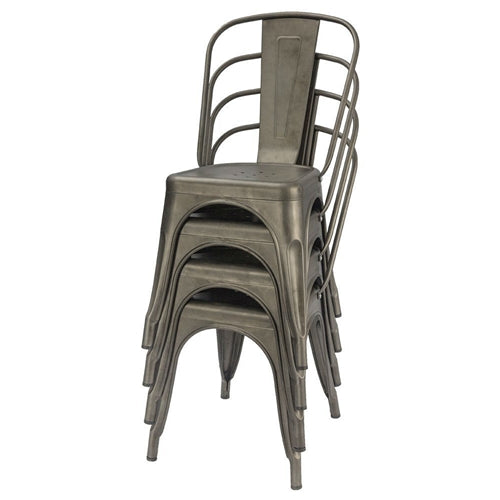 Stackable Modern Bistro Dining Side Chairs (Set of 4), Gun Metal Finish