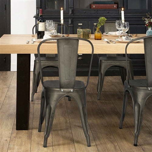 Stackable Modern Bistro Dining Side Chairs (Set of 4), Gun Metal Finish