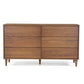 Rustic Walnut Mid Century 6 Drawer Dresser