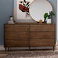 Rustic Walnut Mid Century 6 Drawer Dresser