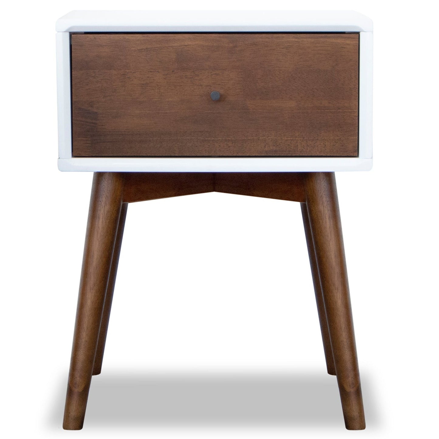 Norman Solid Wood Night Stand | Walnut/White